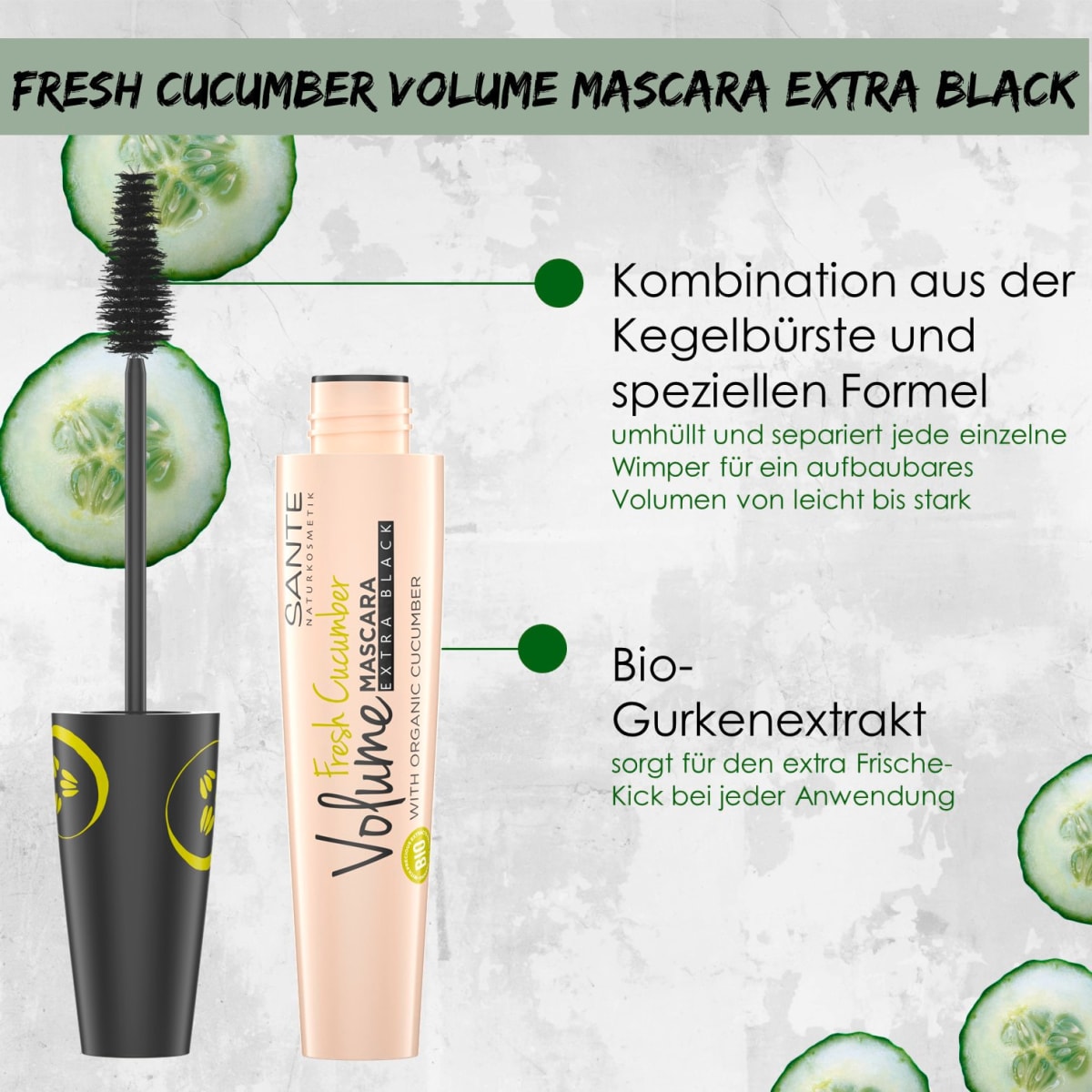 Mascara Fresh Cucumber Volume Extra Black, 12 ml