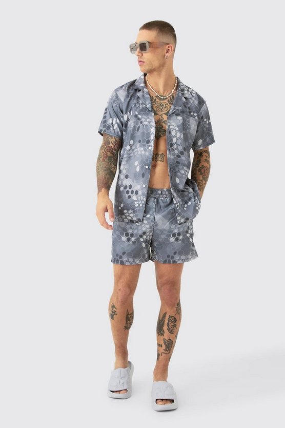 Ripstop Camouflage Hemd & Badehosen Set