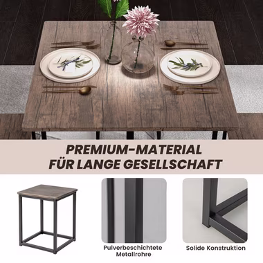 COSTWAY Bartisch (5 TLG), mit 4 Hockern, Metallgestell, platzsparend