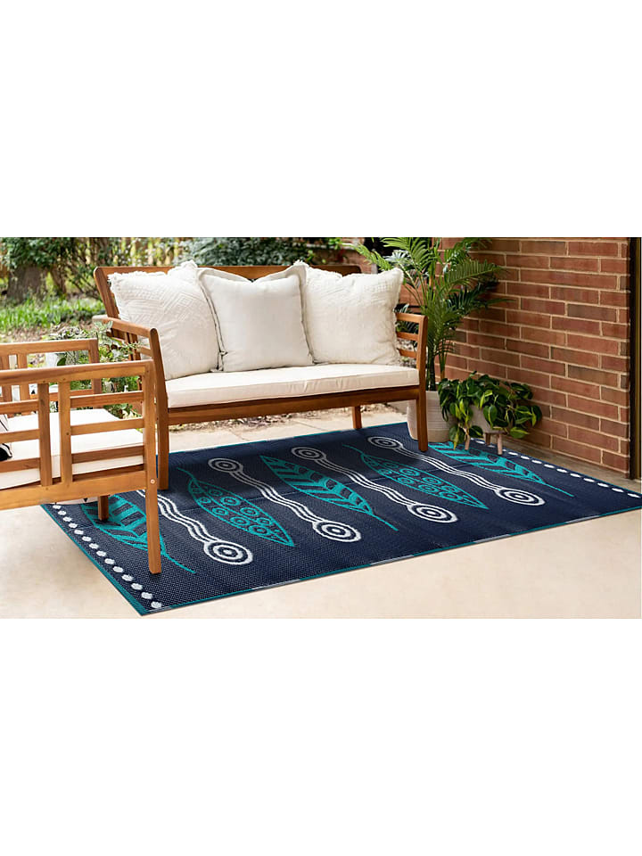 FLORIANE GARDEN Outdoor-Teppich in Dunkelblau/ Türkis günstig kaufen
