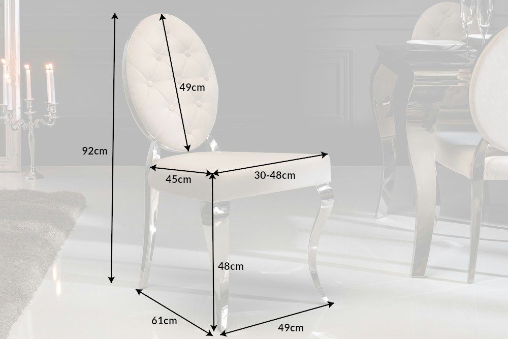 riess-ambiente Polsterstuhl MODERN BAROCK beige / silber, Esszimmer · Samt · Edelstahl