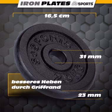 ScSPORTS® Hantelscheiben Set 27,5 kg 30/31mm Gusseisen Gewichtsscheiben Gewichte, (10002528-tlg)