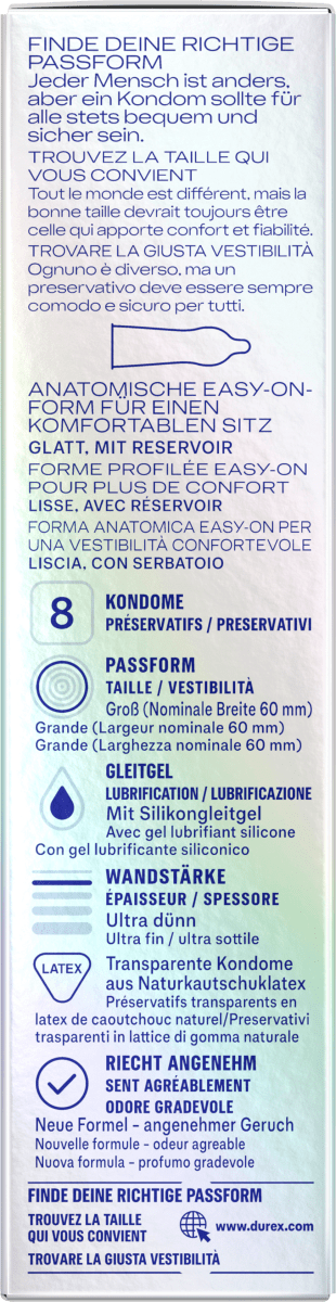 Kondome Hautnah XXL, Breite 60mm, 8 St