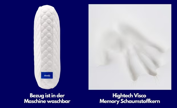 Nackenstützkissen Comfort, SLEEPI, Füllung: Visco-Memory Foam, Bezug: TENCEL®, Rückenschläfer, Seitenschläfer, Bauchschläfer, Set, Innenbezug (100% Baumwolle) / Außenbezug (70% Microfaser / 30% Tencel), Optimale Druckentlastung & Nackenunterstützung