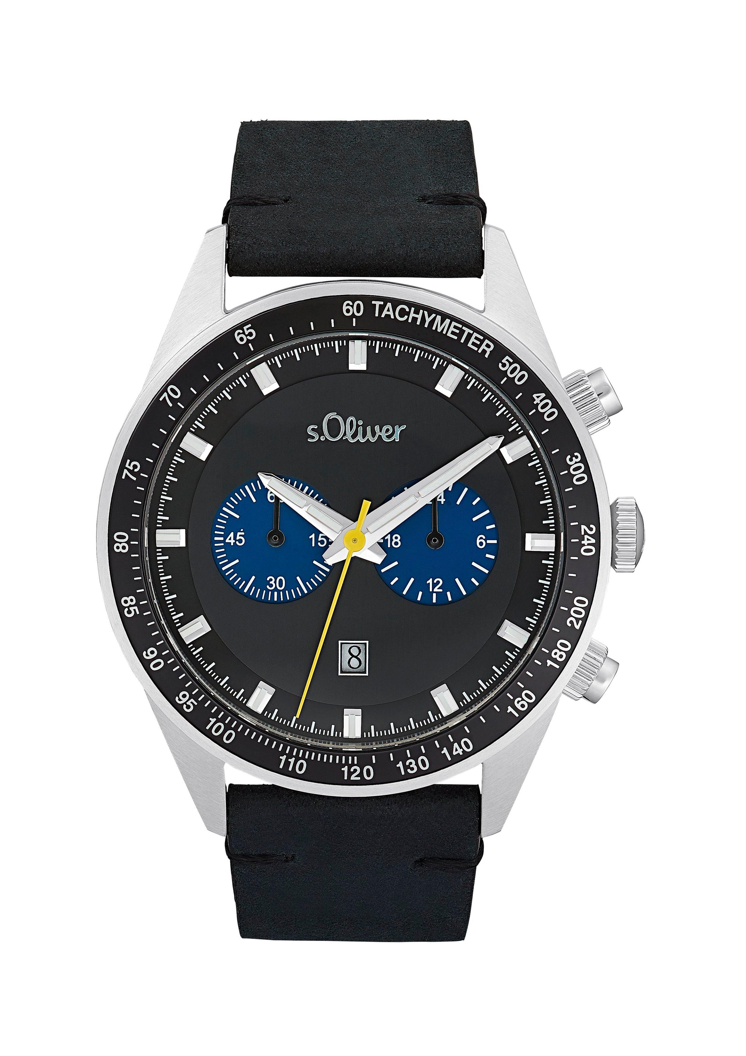 Edelstahluhr mit Lederarmband  6006307-99B0