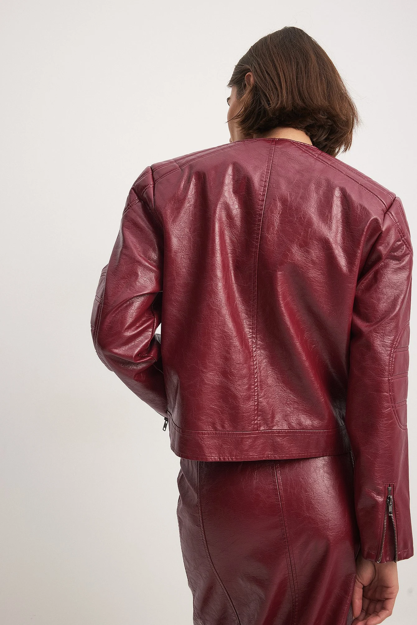 Oversized-PU-Bikerjacke