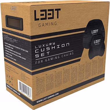 L33T Gaming-Stuhl Luxuriöses Gaming Stuhl Kissen Set, Memory Foam, Samt, Schwarz, Schweißabsorbierend, hitzebeständig, ergonomisch