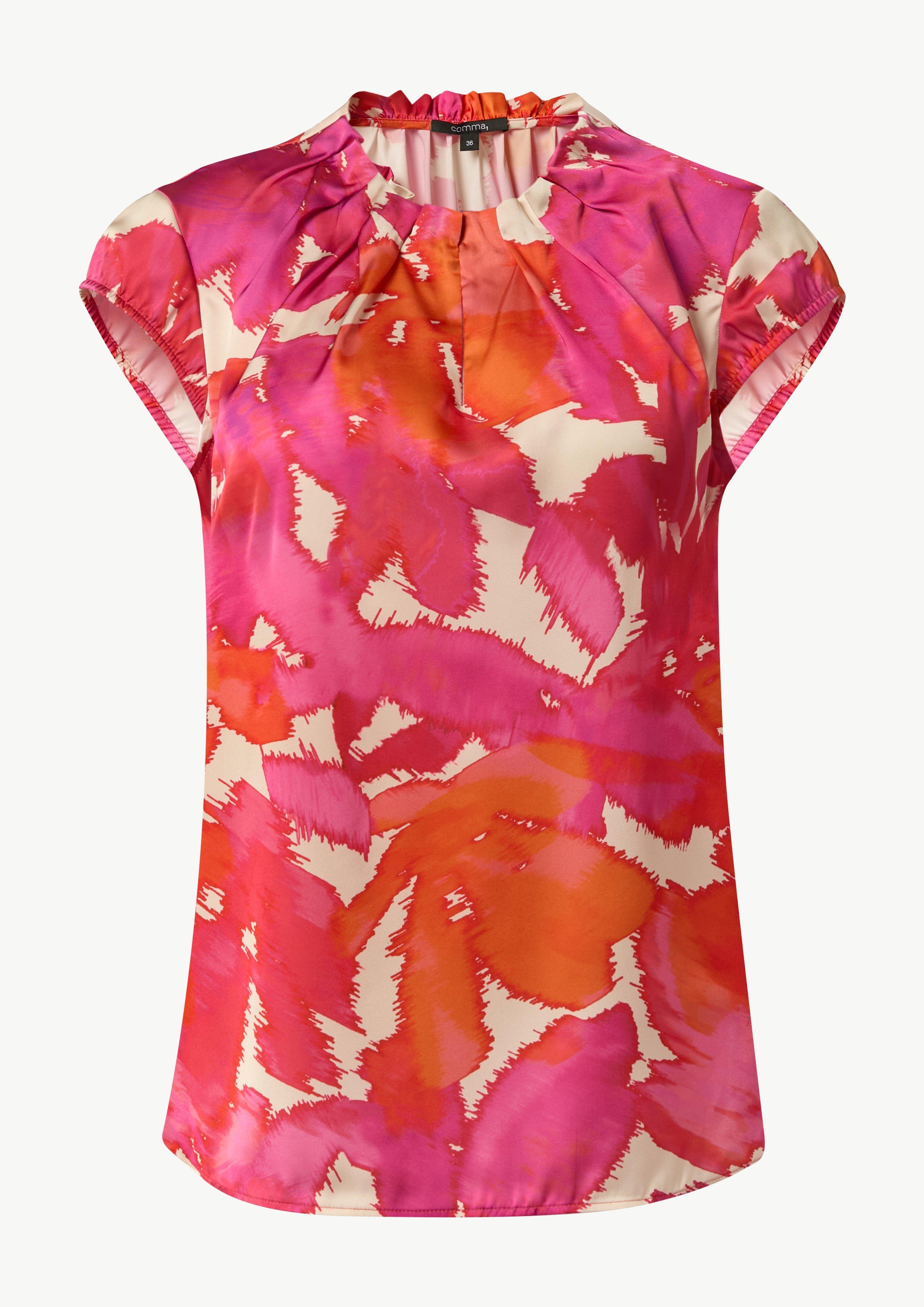 Drapierte Satinbluse - pink