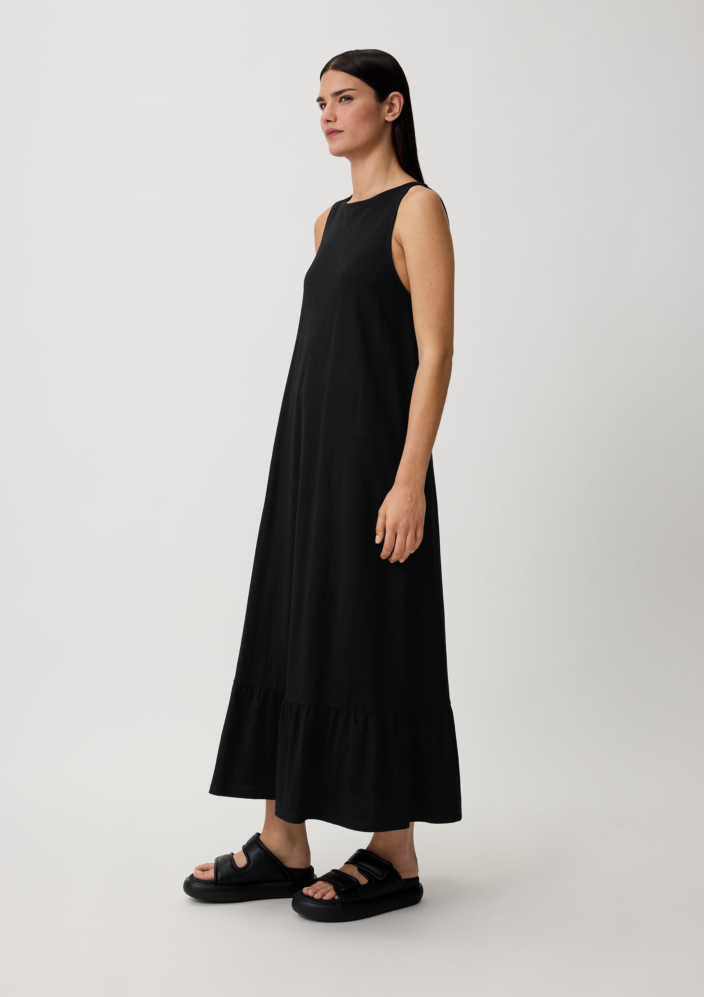 Volantkleid aus Piqué - schwarz