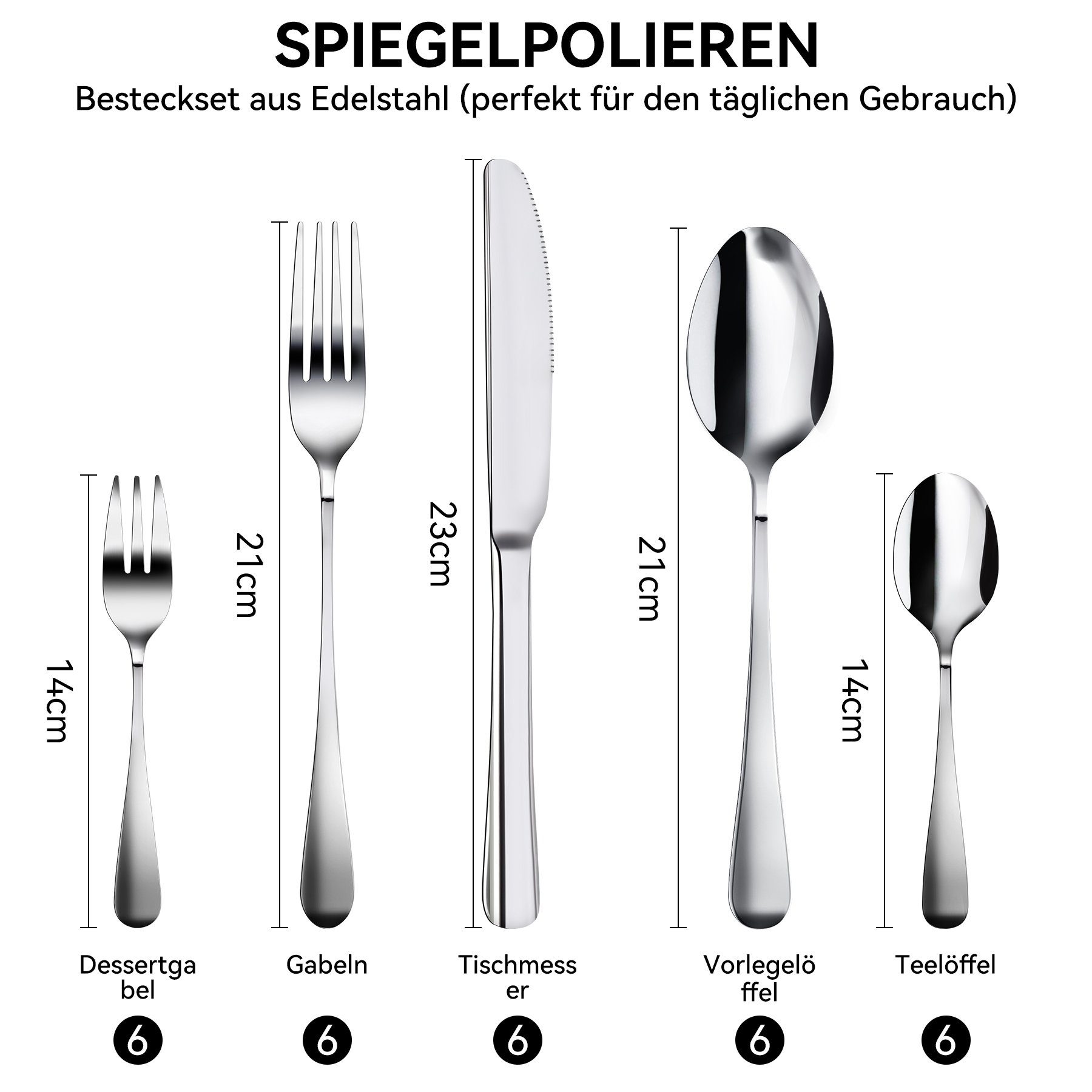 Senmudi Besteck-Set 30-teiliges Edelstahl Besteckset-Elegant&Langlebig-Spülmaschinenfest, Ergonomisches Design für Familien, Feste und Alltag