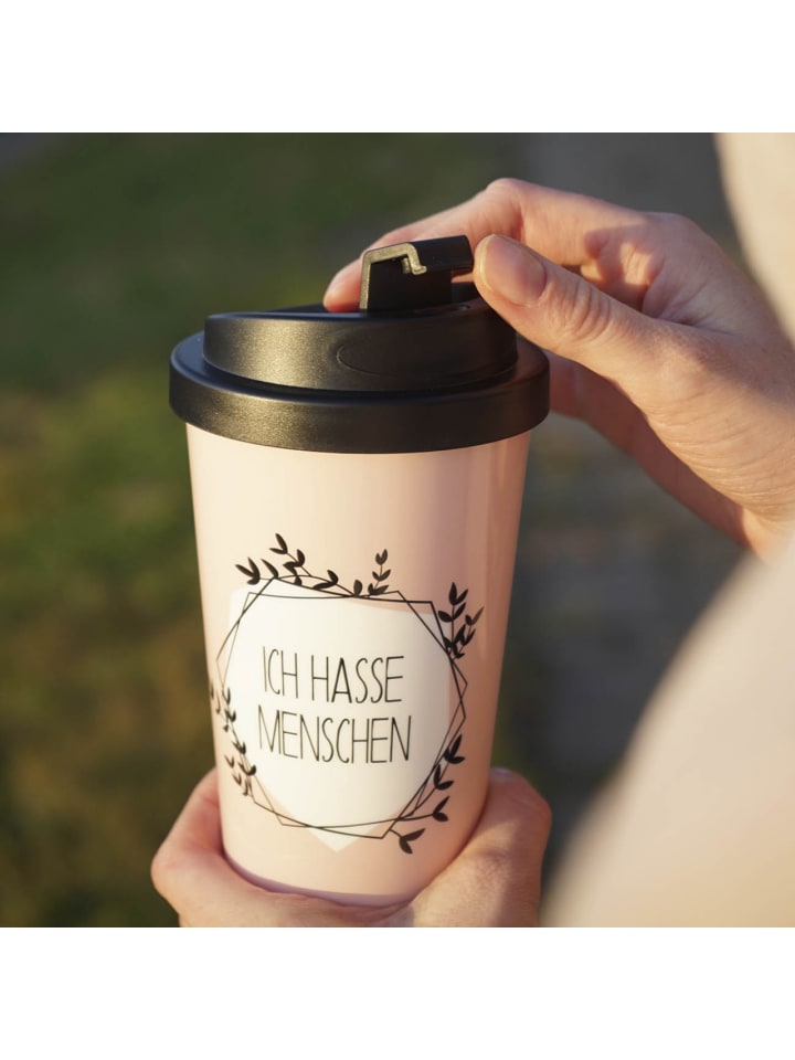 Geda Labels Coffee to go Becher Ich hasse Menschen in Rosa - 400 ml günstig kaufen onesize