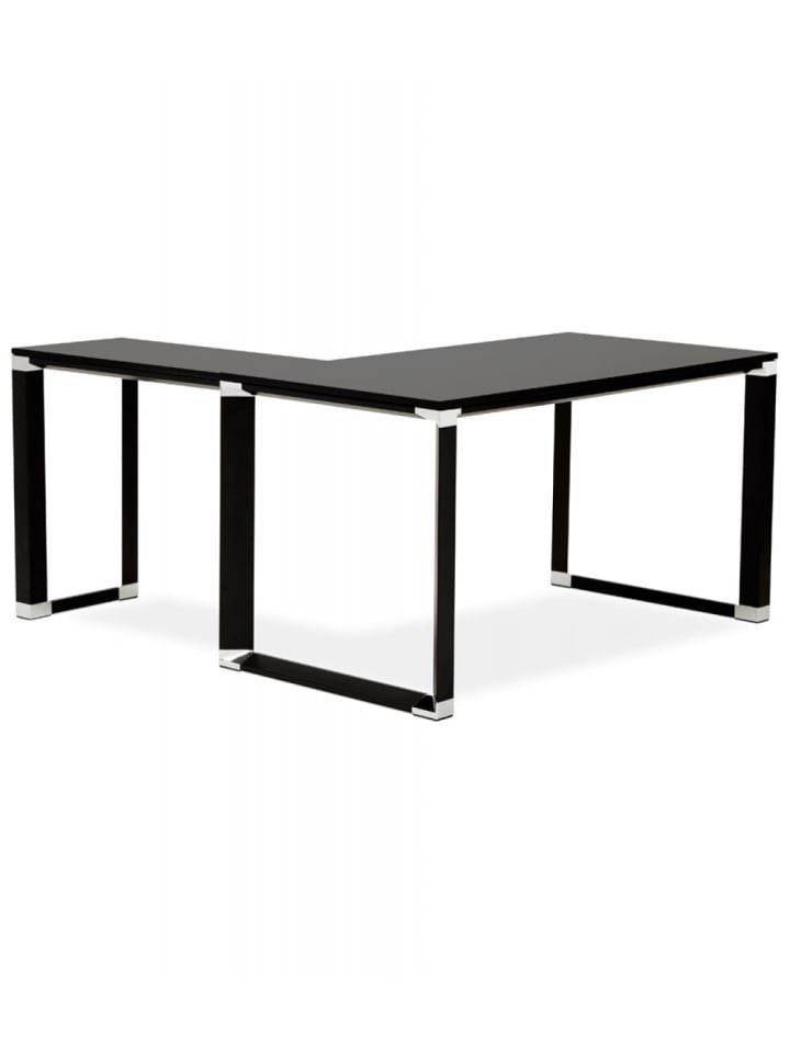 KADIMA DESIGN Eckschreibtisch Industriedesign Holz Metall | Schwarzes Modell in Schwarz günstig kaufen