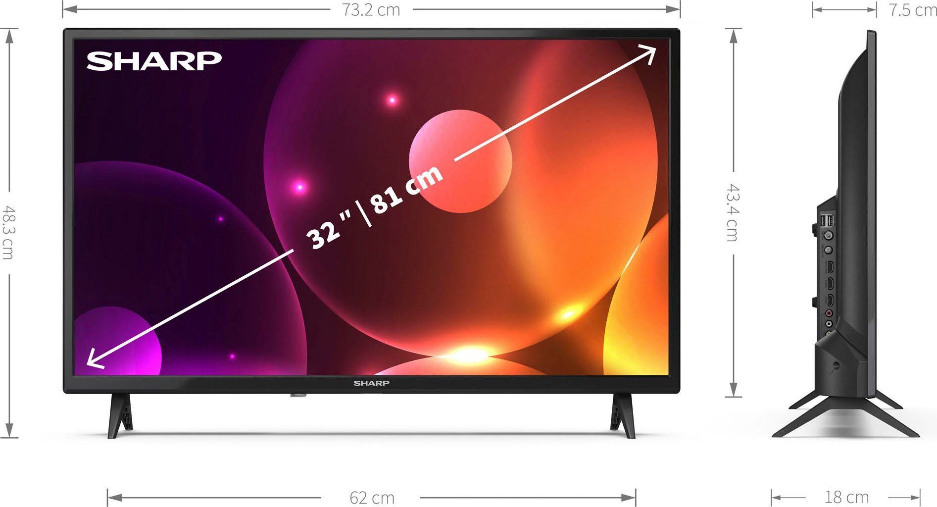 Sharp 1T-C32FAx LED-Fernseher (80 cm/32 Zoll, HD-ready)