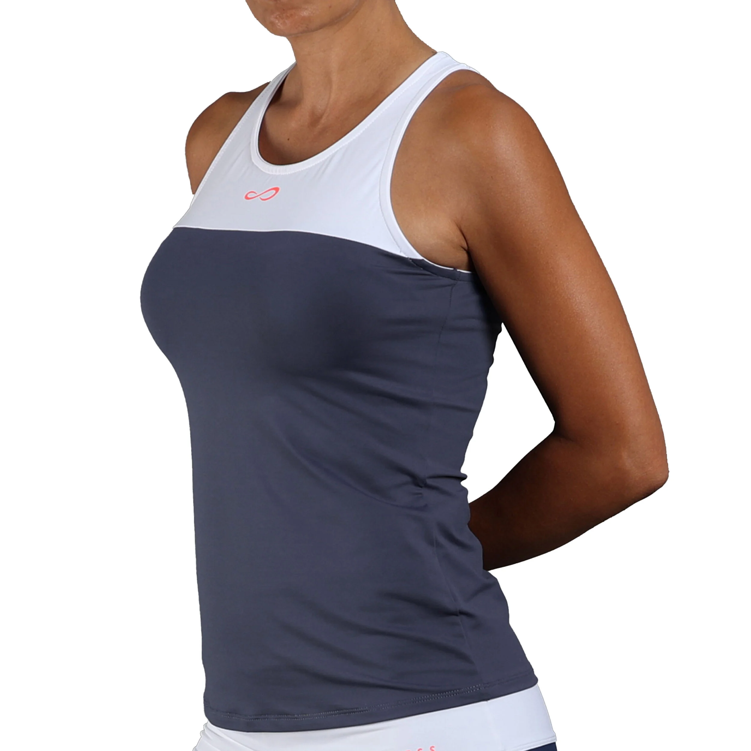 Lace Tank-Top Damen - Dunkelblau, Weiß