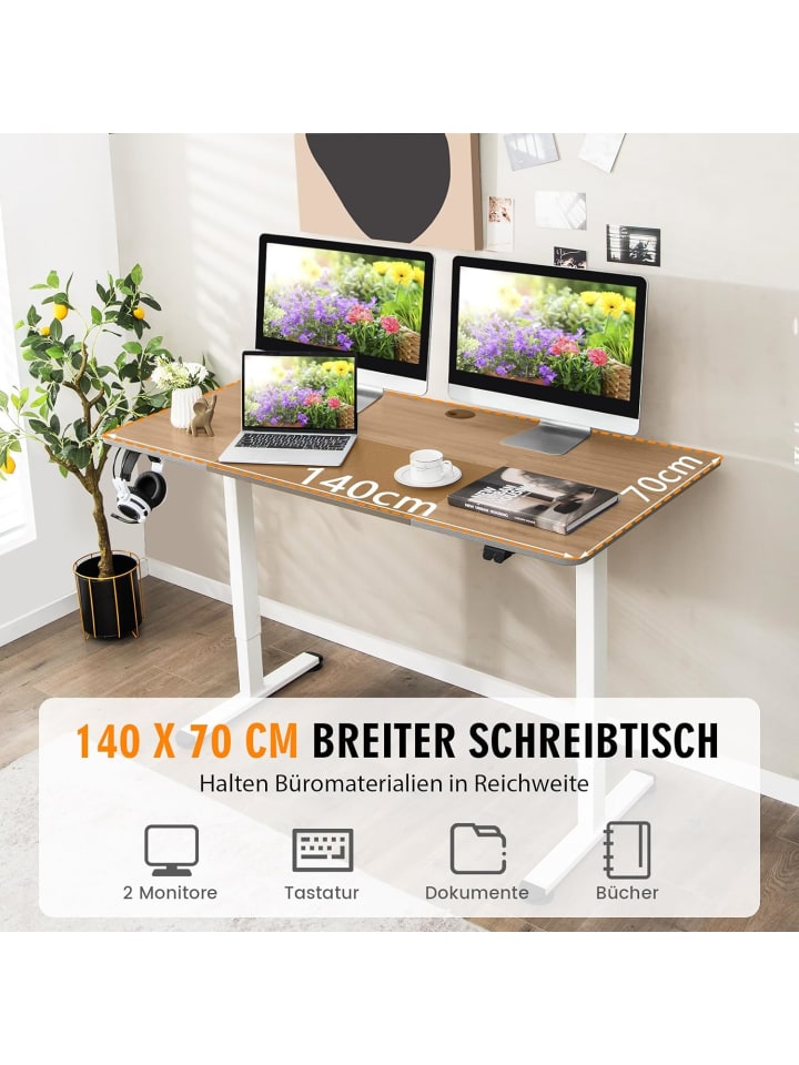 COSTWAY Ergonomischer Steh-Sitz Tisch in Grau günstig kaufen onesize