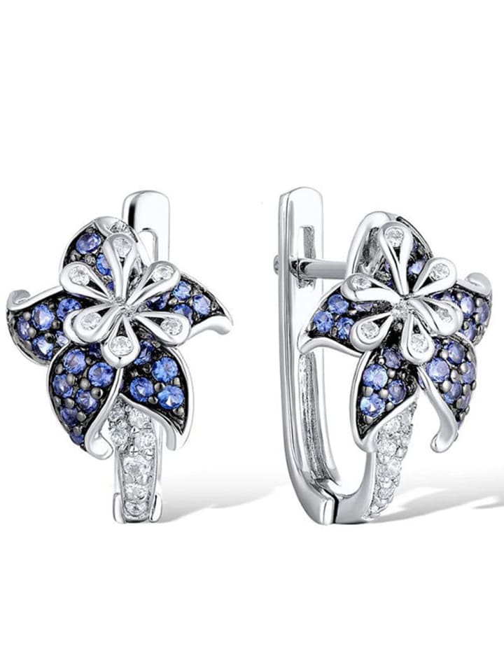Himmelsflüsterer  Creolen mit Zirkonia bestückten Lilien - Farbe: Silber  günstig kaufen onesize