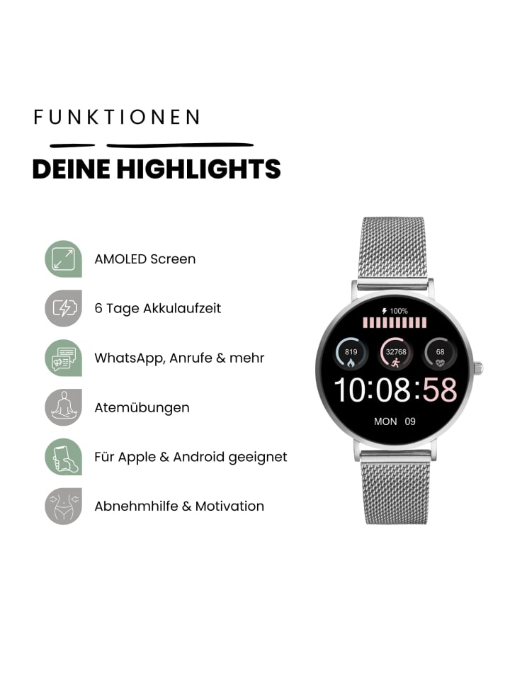 XCOAST Smartwatch SIONA 2 Nano Silber günstig kaufen onesize