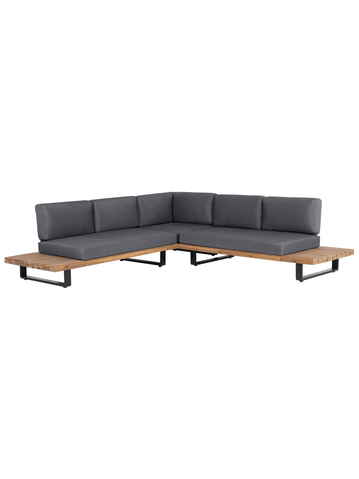 Beliani 4-tlg Lounge Set MYKONOS in Grau/Heller Holzfarbton günstig kaufen onesize