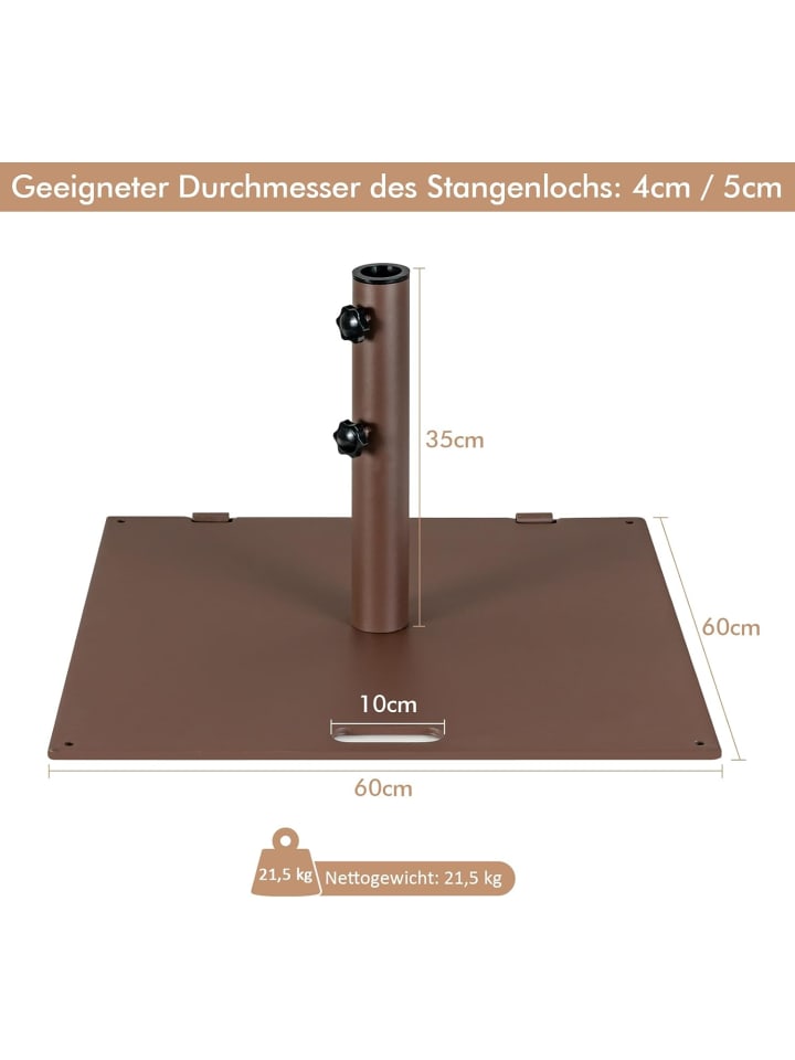 COSTWAY Sonnenschirmständer 21,5 kg in Braun günstig kaufen onesize