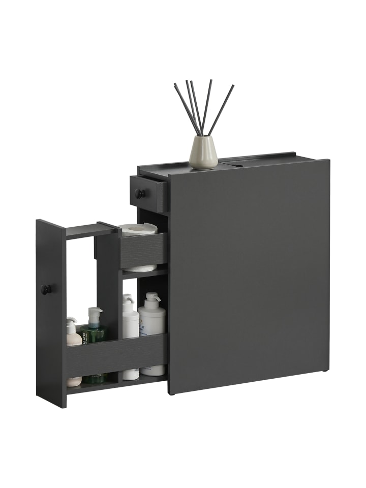 en.casa Badezimmerschrank Kihniö in Grau (H)58cm (B)16cm (T)48cm günstig kaufen onesize