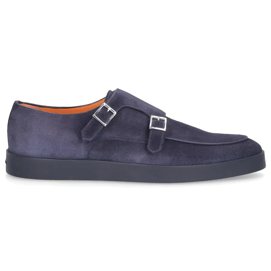 Santoni - Monk Schuhe 16384 Veloursleder - blau