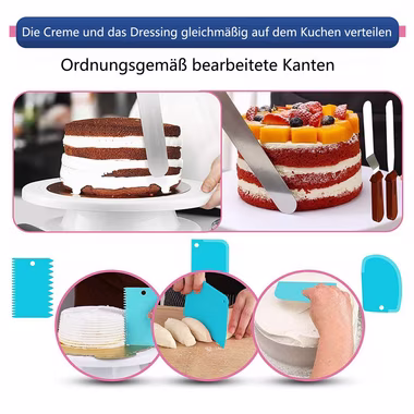 KÜLER Tortenwerkzeug Kuchendrehscheibe DIY-Kuchenset Spachtel und Gebäckwerkzeug 35 Stück, (35-tlg), Tortenplatte Drehbar,Cake Decorating Turntable mit Zuckerguss