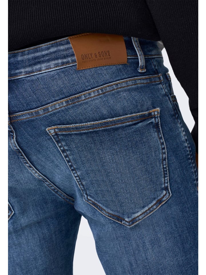Only&Sons Skinny Fit Jeans Basic Denim Hose Stoned Washed Pants ONSWARP in Blau-2 günstig kaufen