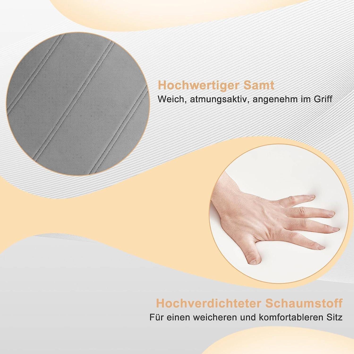 Woltu Freischwinger (Set, 2 St), mit hoher Rückenlehne Samtbezug bis 120kg belastbar