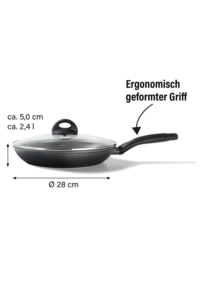 Stoneline Keramik Bratpfanne 28 cm | mit Deckel in Grau günstig kaufen Ø 28 cm