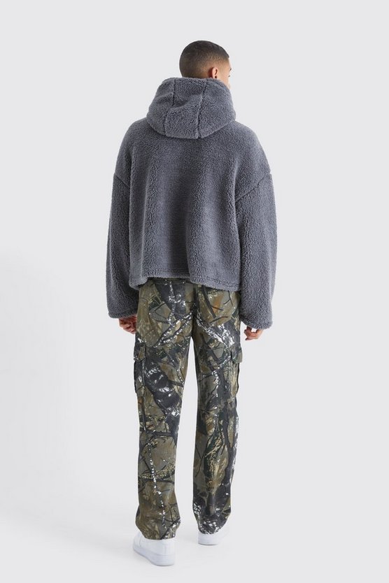 Kastiger Oversize Cargo-Hoodie mit Reißverschluss
