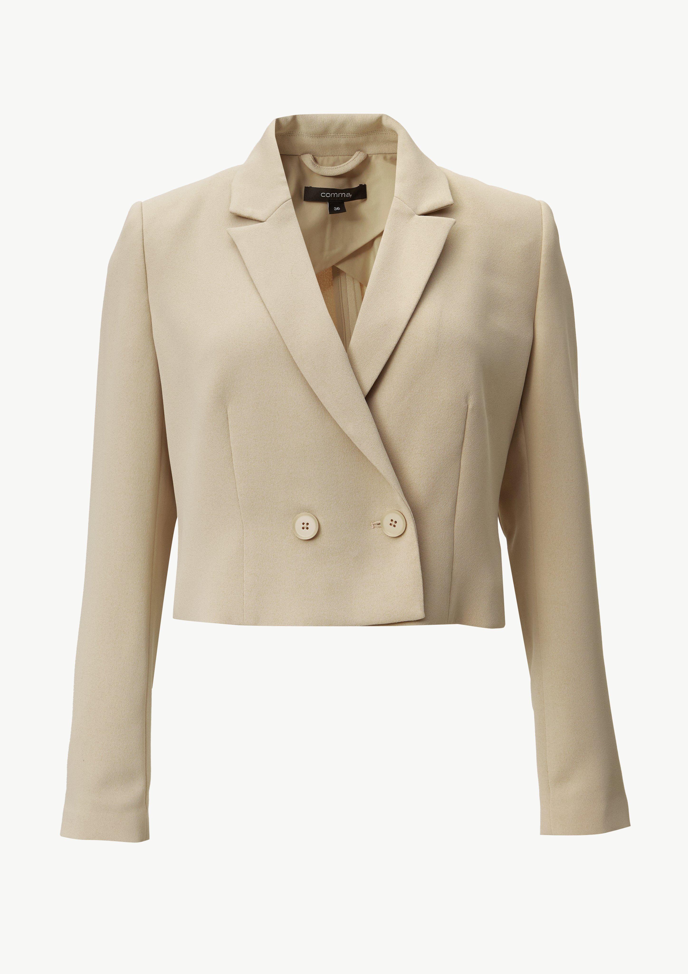 Verkürzter Blazer mit Reverskragen - beige