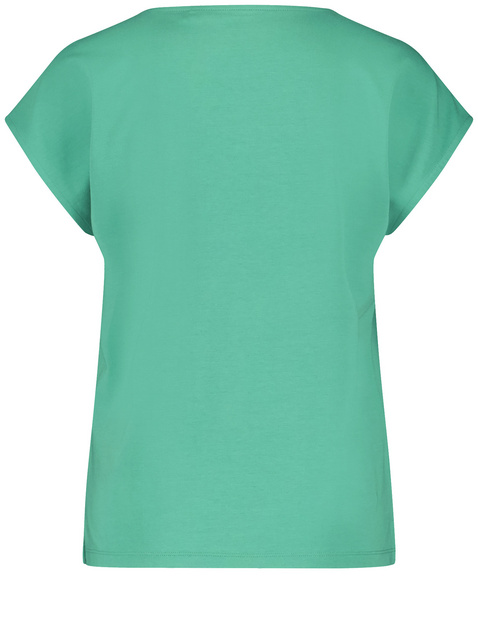 T-Shirt mit Material-Patch und Ziersteinchen