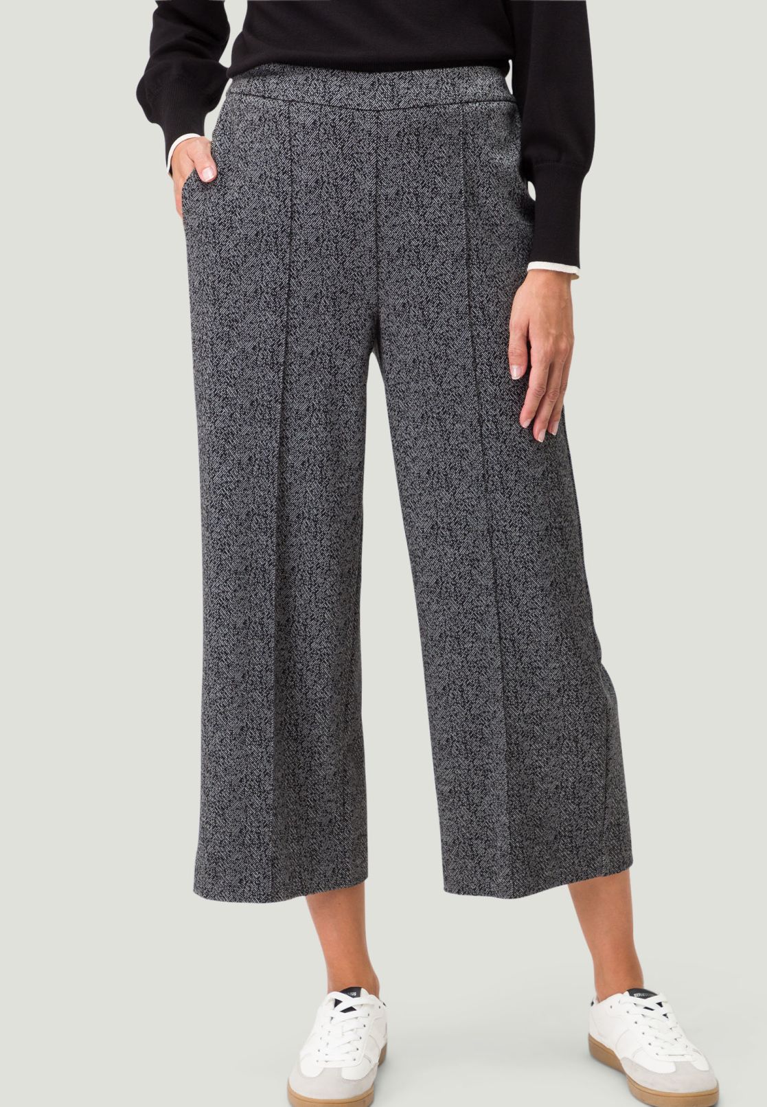 Jerseyhose mit Fischgrätmuster