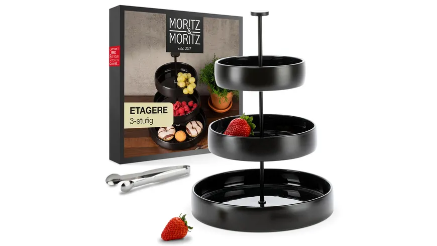 Moritz & Moritz Etagère rund Steingut schwarz