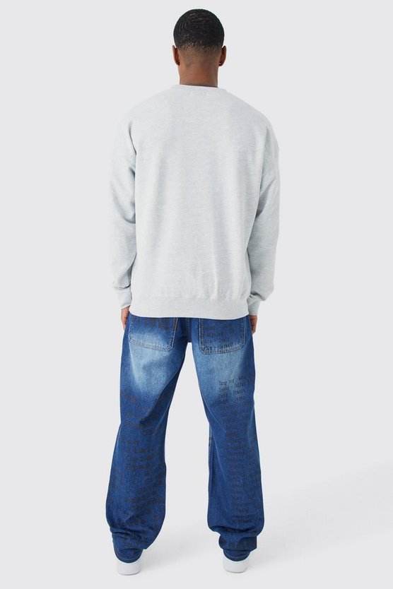 Lockere Jeans mit Text Laser-Print