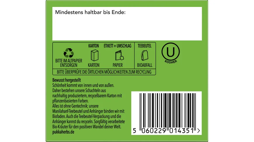 Pukka BIO Tee Matcha Green 20 Beutel 30g Packung 30 g