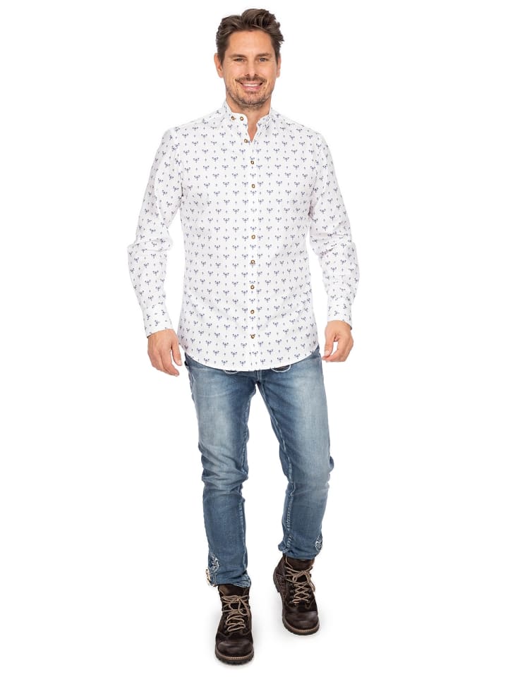 Gipfelstürmer Stehkragenhemd 420001-4166 in marine günstig kaufen