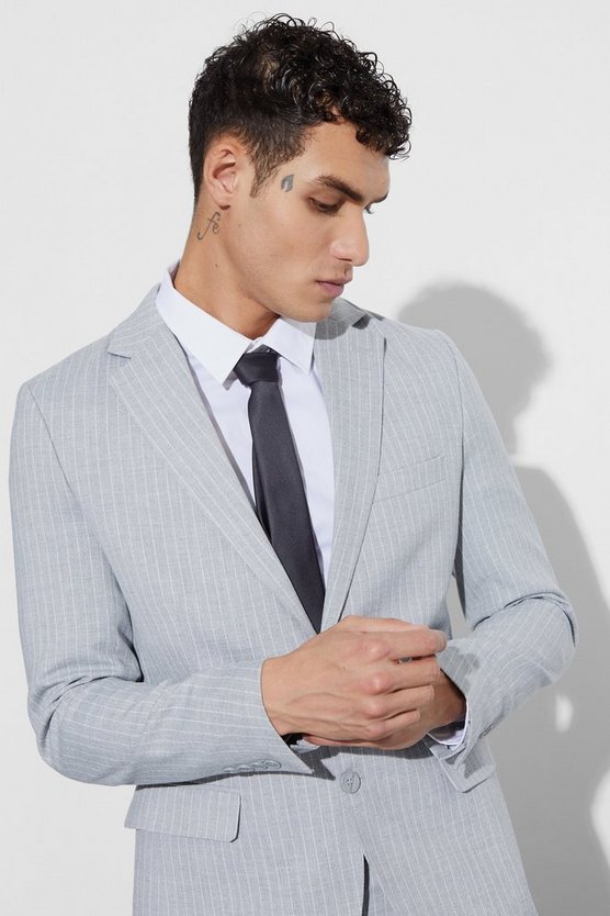 Einreihiger Skinny Nadelstreifen-Blazer