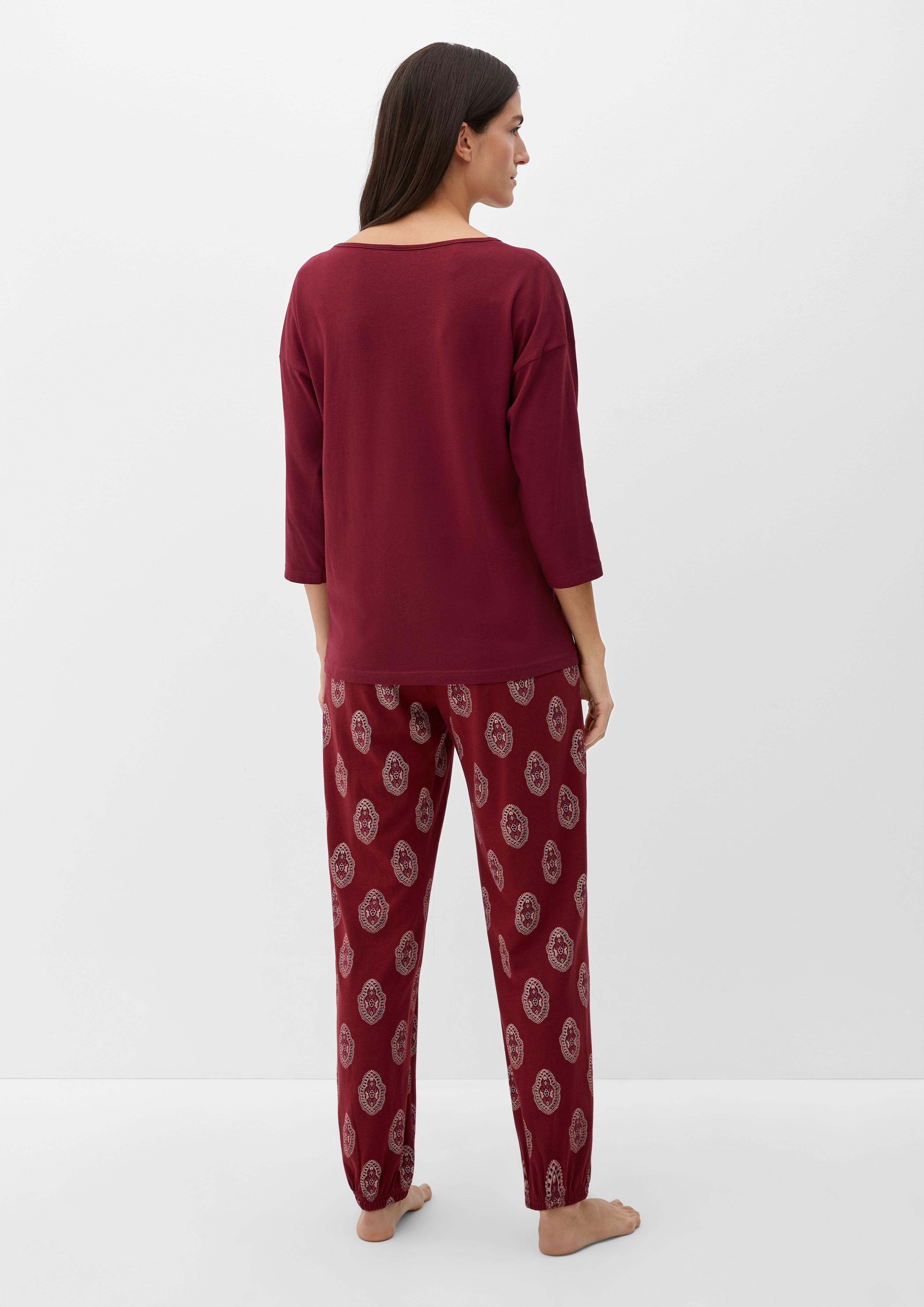 Pyjamashirt im Baumwollmix  6008012-3000