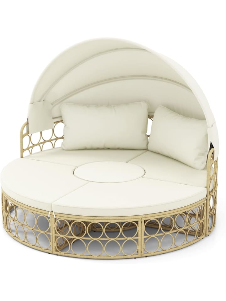 COSTWAY Rattan Sonneninsel mit Beistelltisch in Beige günstig kaufen onesize