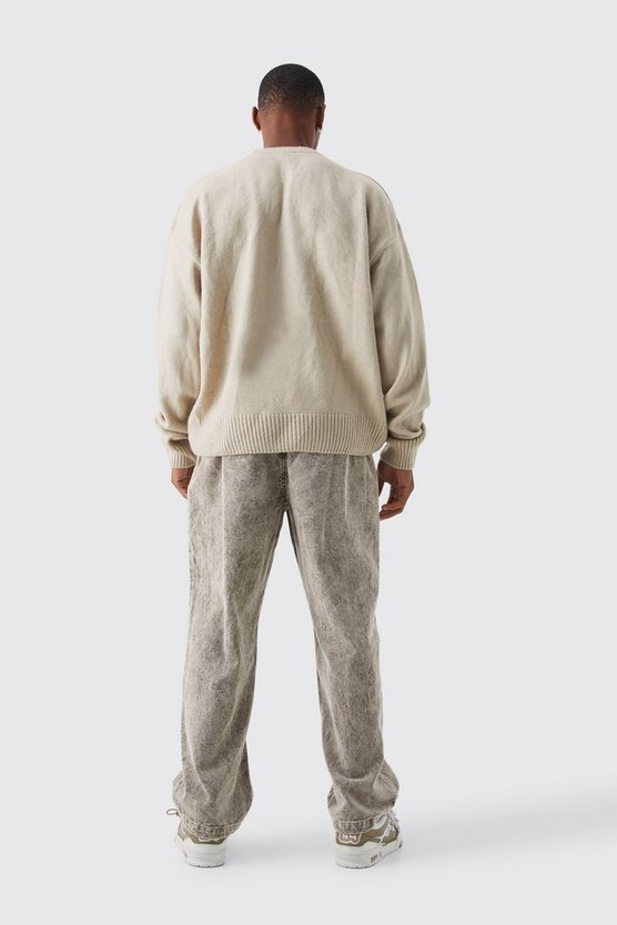 Kastiger gerippter Homme Pullover