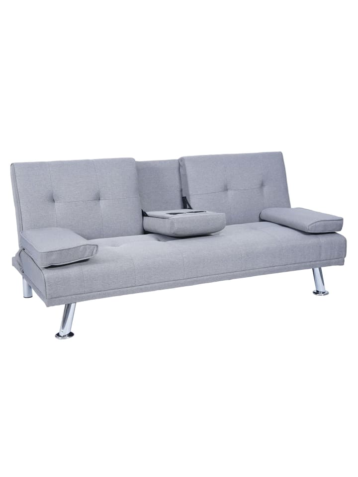 MCW 3er-Sofa F60 mit Tassenhalter, Textil, hellgrau günstig kaufen onesize