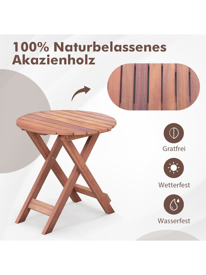 COSTWAY Gartentisch Akazienholz 46x46x45cm in Braun günstig kaufen onesize