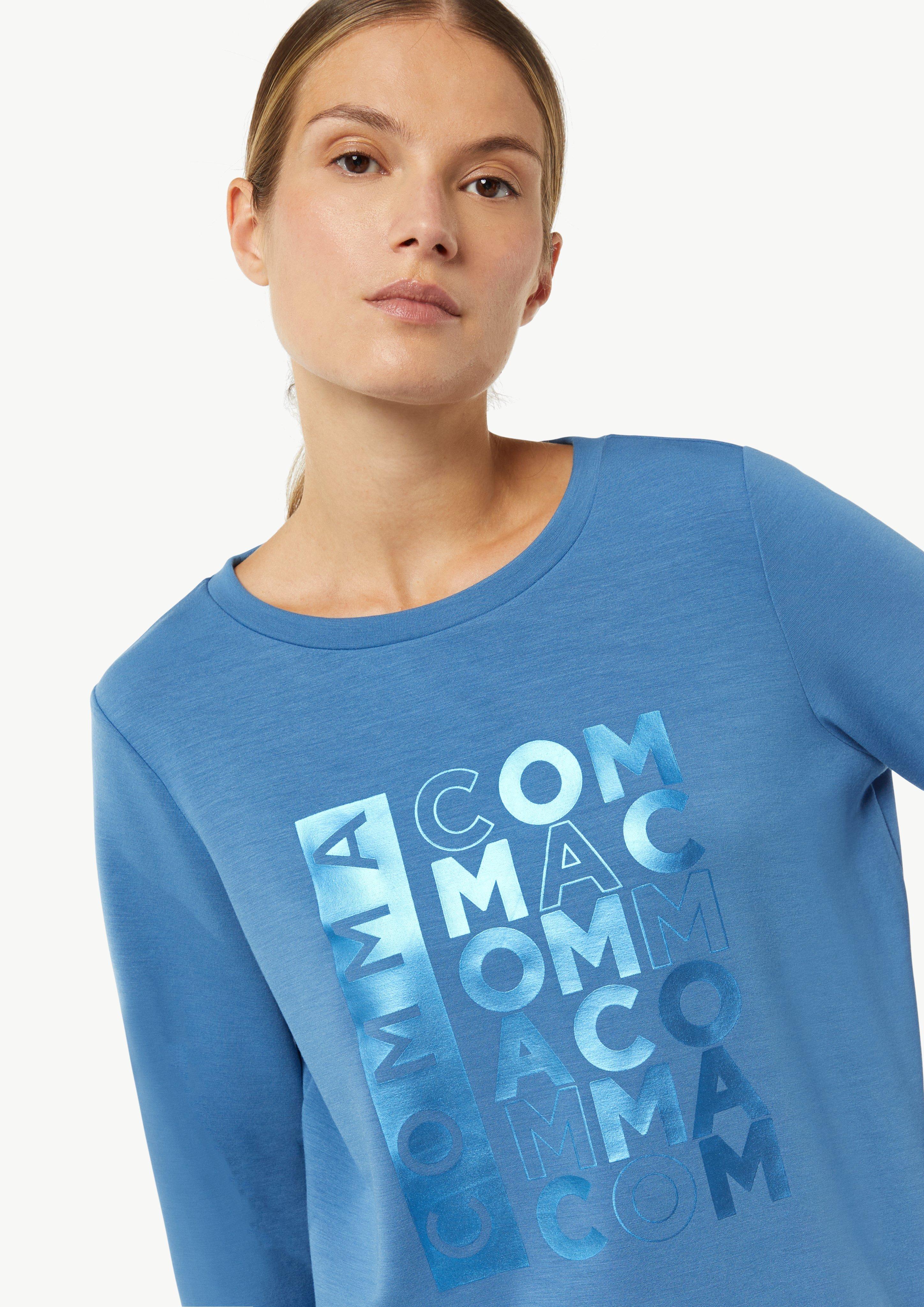 Sweatshirt mit Tunnelzug im Saum - blau