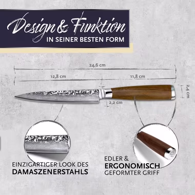 adelmayer Damastmesser adelmayer®Allzweckmesser aus Damaststahl & Walnuss-Holzgriff