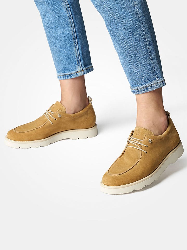 Paul Green Leder-Schnürschuhe in Hellbraun günstig kaufen
