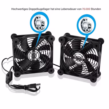 euroharry Mini USB-Ventilator 2IN1 USB leise PC Ventilator usb lüfter pc lüfter PC 120MM