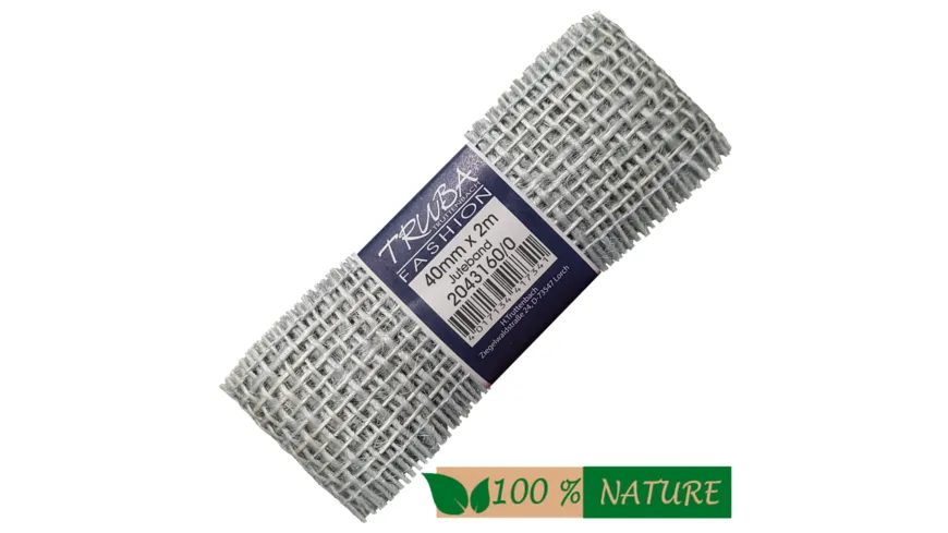 TRUBA 100% Natur Juteband hellgrau 2 m