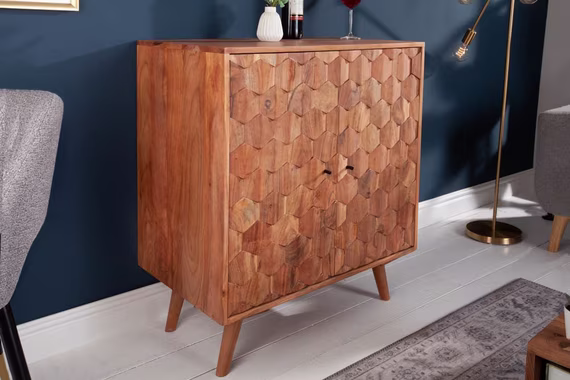 riess-ambiente Barschrank MYSTIC LIVING 76cm natur (1-St) Massivholz · Weinschrank · Wohnzimmer · Hausbar · Retro · Akazie