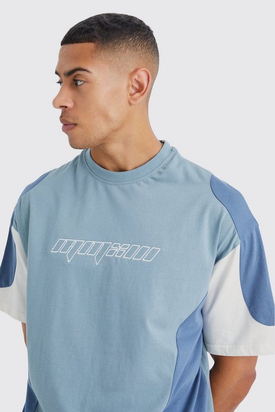 Besticktes Colorblock T-Shirt